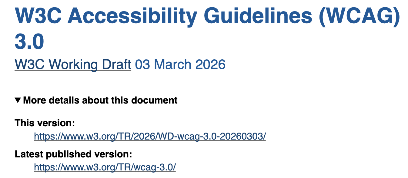 W3C WCAG 3.0 Guidelines screenshot